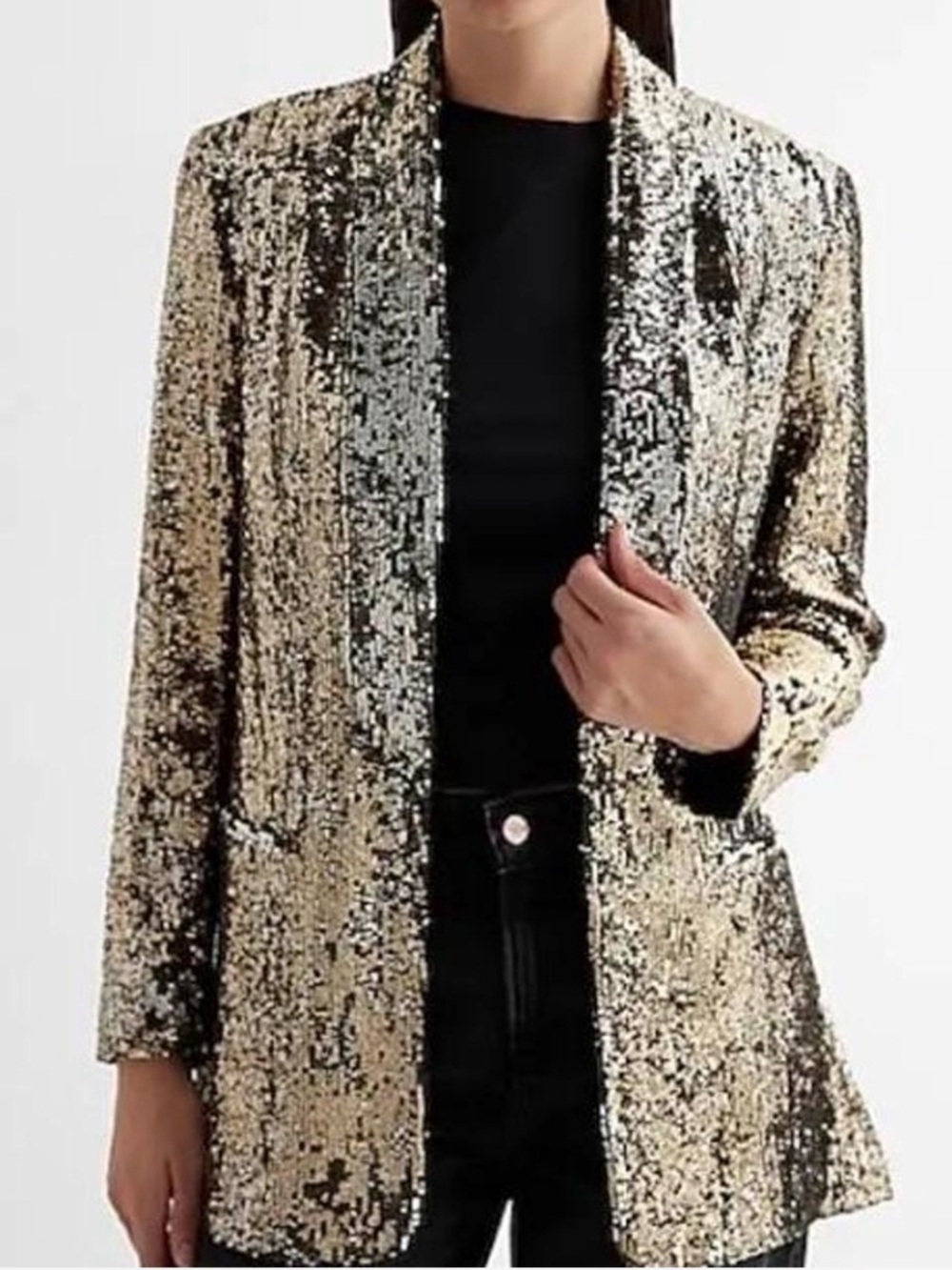 Express Gold Sequin Blazer Jacket
